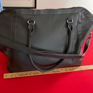 FAUX LEATHER DARK BROWN WEEKEND BAG